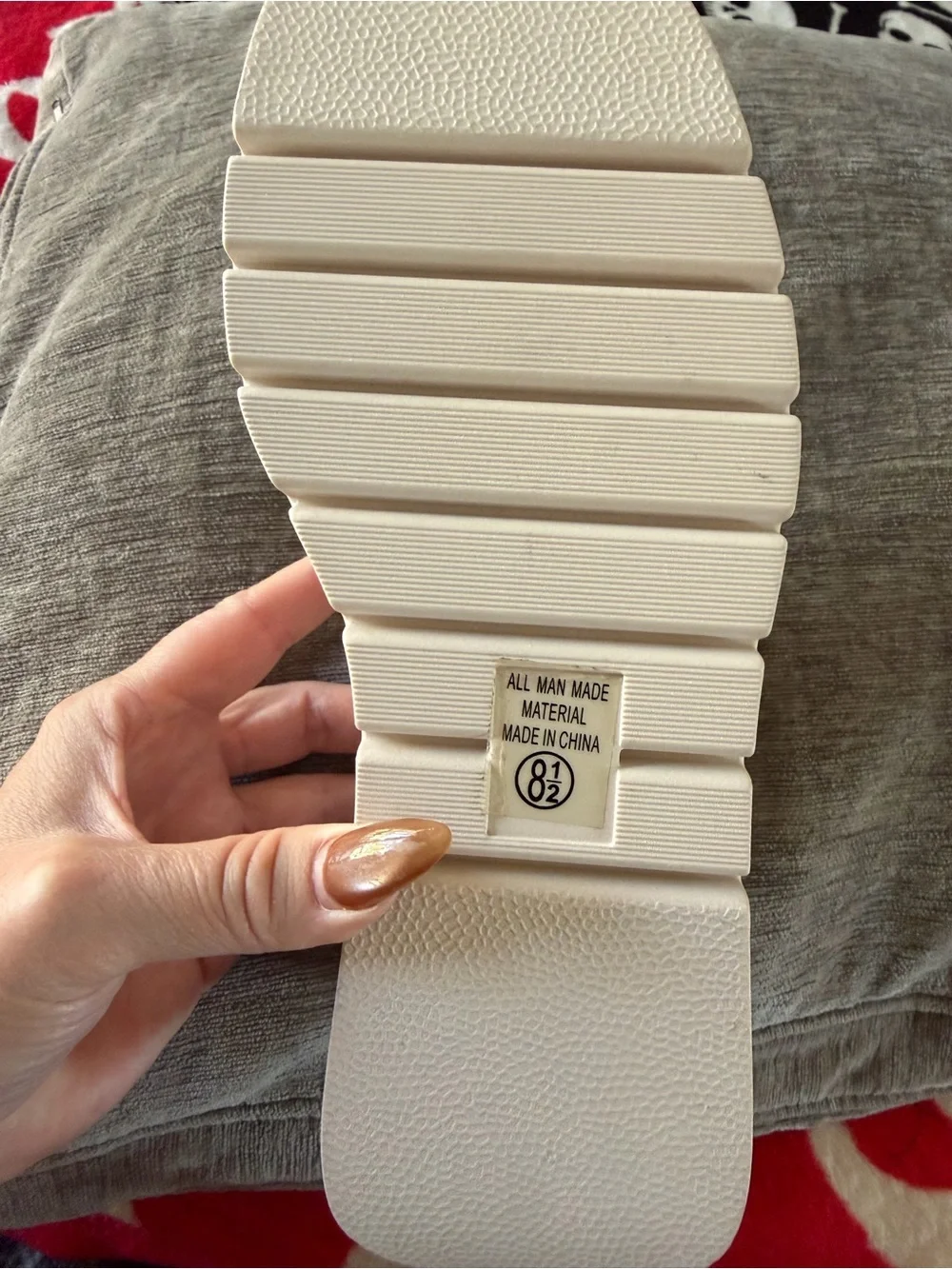 🔘Soda cream colored Rhinestone Platform Wedge Slide